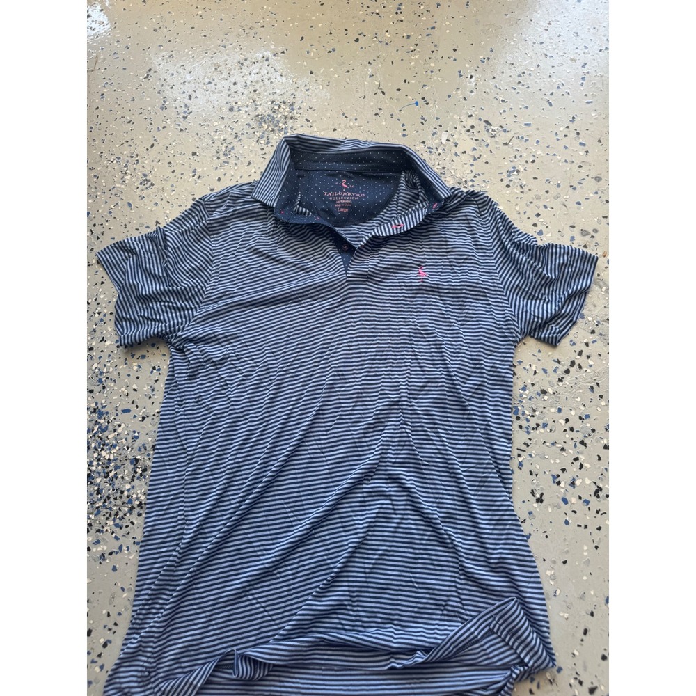 Tailorbyrd Collection Men's Striped Polo Shirt Pink Flamingo Large